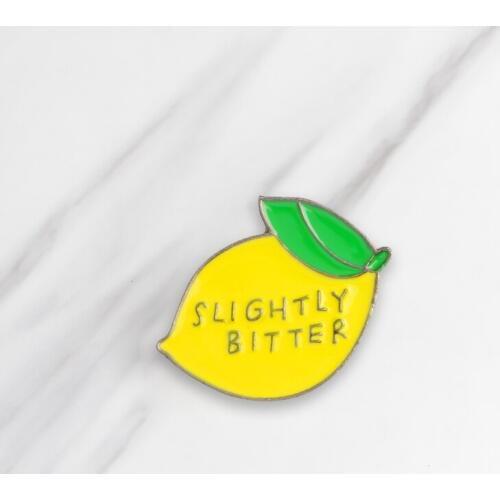 Fruit Lemon Soft Enamel Brooches SLIGHTLY BITTER Pins clothes Badge Creative Plant Lemon Jewelry Gift for Girls Friends