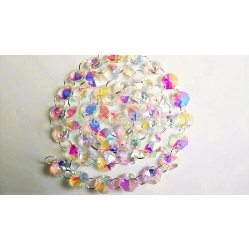 12 M New Wedding Party Decoration Clear Crystal Octagonal Bead Curtain Garland Strands DIY Craft Christmas Tree Hanging Ornament