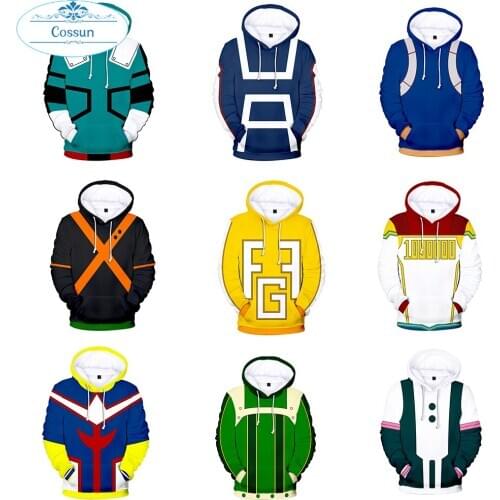 2020 Hot Selling Anime My Hero Academia Cosplay Costumes Halloween Costume for Adult Kids Christmas Gift Daily Hoodie pullover