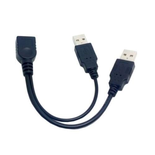 CYDZ BK USB 2.0 Female A to Dual A Male Extra Power Data Y Cable for 2.5" Hard Disk