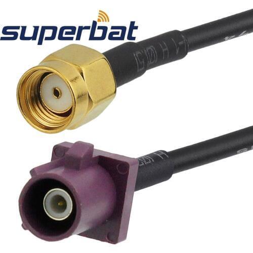 Superbat Fakra "D" Male Plug Straight to RP SMA Plug (socket pin) Straight Adapter Cable RG174 15cm RF Coaxial Cable