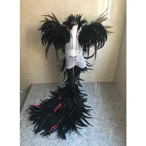 Feather creative swimsuit cloak T station serves stage costumes Chaofu children stage boy model