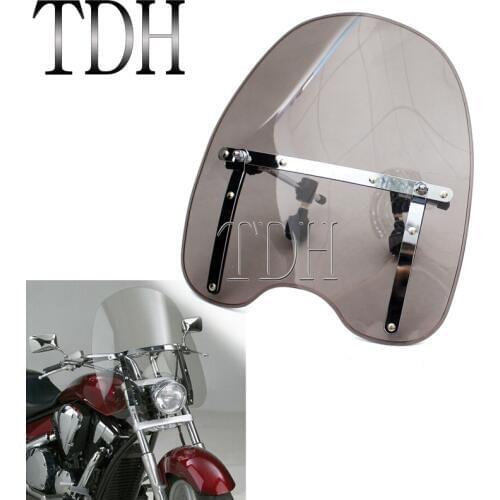 18" Cruiser Windshield Air Deflector Clip On 7/8" 1" Bar Mount Windscreen Wind Spoiler for Honda VTX Shadow V-Star 750 1800 1300