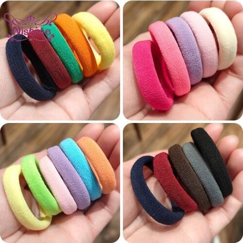 50pcs/lot Diameter 4.5 CM Mini Highly Elastic Nylon Seamless Link Rope Candy Color Women Ponytail Hairband Hairstyle Design Tool