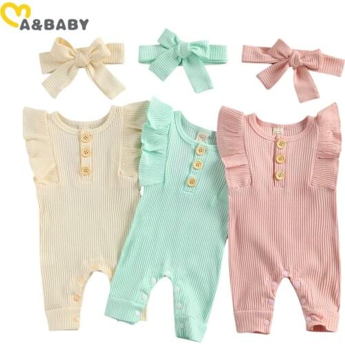 Ma&Baby 0-18M Summer Knitted Newborn Baby Girls Romper Ruffles Infant Toddler Girl Jumpsuit Playsuit Overalls Clothes