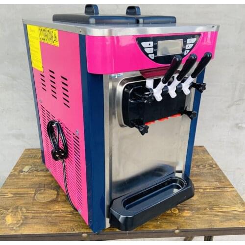 220V Small Ice Cream Machine Tricolor Ice Cream Maker Commercial Stainless Steel Desktop Sweet Cone Freezing Equipment 2000W