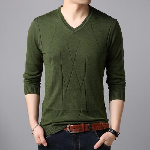 Mens autumn & spring casual v-neck thin sweater pullover male solid long sleeve sweater jumpers