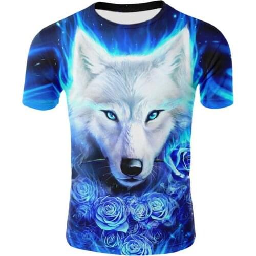 2021 Newest Wolf 3D Print Animal Cool Funny T-Shirt Men Love Short Sleeve Summer Tops t shirt Male Fashion Casual T shirts Male