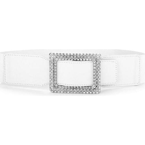 NEW cinturones para mujer Elastic wedding dress WHITE belts for women rhinestone Pin buckle The four seasons All appropriate