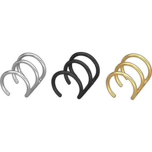 Wholesale Jewelry --316L Titanium steel Auricle Clip Earrings ( 1 pc ) For Men Women Jewelry Gold / Black / White