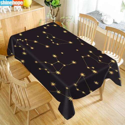 Custom Table Cloth Starry Sky Geometry Tablecloths Oxford Print Rectangular Waterproof Oilproof Wedding Table Cover