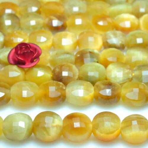 Natural Golden Tigers Eye Faceted Coin Loose Beads Wholesale Gemstone Semi Precious Stone Bracelet Necklace Diy Jewelry Making