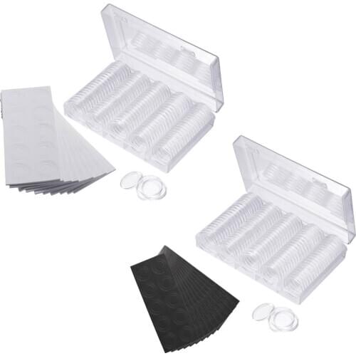 Transparent Coins Collection Storage Box w/ 100x Round Capsules Containers
