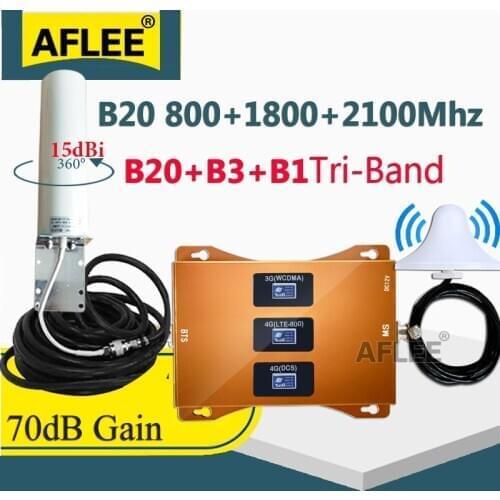 Sale!! B20 800 1800 2100 Tri-Band CellPhone 4G Signal Repeater gsm 2G3G4G Cellular Amplifier 4G Data Signal Booster LTE DCS UMTS