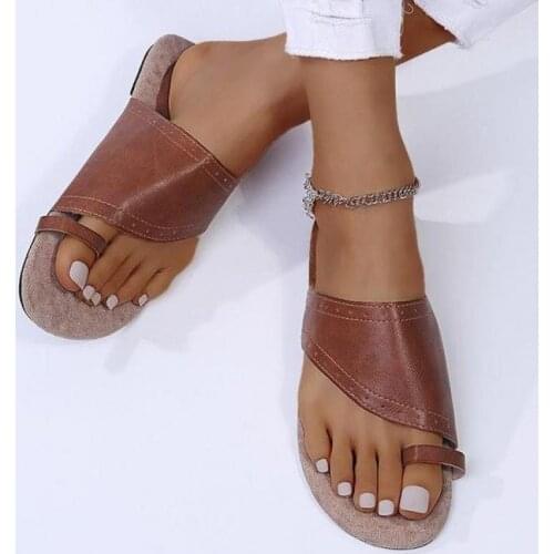 Women Comfy Plain Shoes Flat Platform Ladies Casual Big Toe Foot Correction Sandals Orthopedic Bunion Corrector Flip Flop