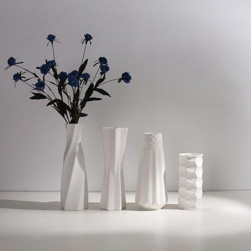 Modern Ceramic Vases for Flowers Tabletop White Floor Vase Minimalist Decor Office Accessories Art Jarrones Vases BG50VS