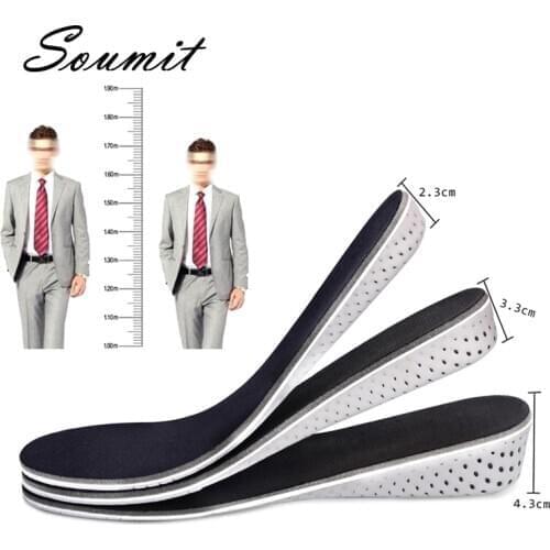 Soumit Memory Foam Height Increase Insoles for Men Women Shoes Insert 2cm 3cm 4cm Heel Lift Elevator Cushion Insole Pads Soles