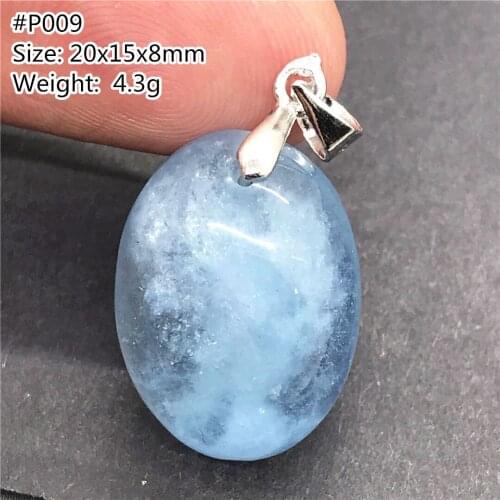 Top Natural Ocean Blue Aquamarine Necklace Pendant Jewelry For Woman Lady Man Love Crystal 20x15x8mm Beads Silver Stone AAAAA