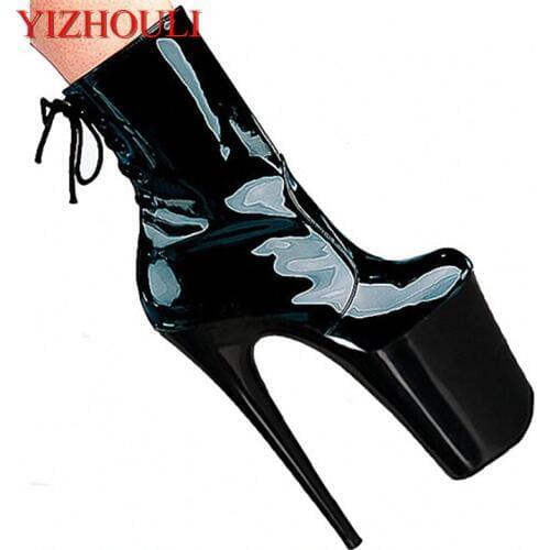 20cm thin heels high-heeled shoes ultra high platform boots paint evening shoes womens shoes 8 inch sexy short boots
