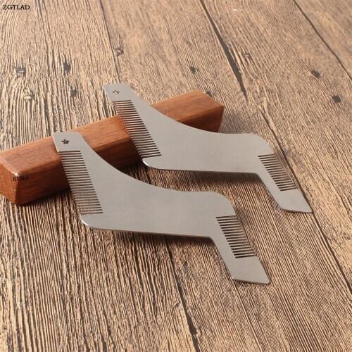 ZGTGLAD Stainless Steel Comb For Men Cutting New Style Tool Creative Right Angle Mold Beard Combs Shaving Mustache Beauty Tools