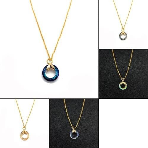 Fine Crystal Ladies Necklace for Wedding Banquet Dresses, Ring Crystal Accessories, Fashion Charm Stainless Steel Necklace