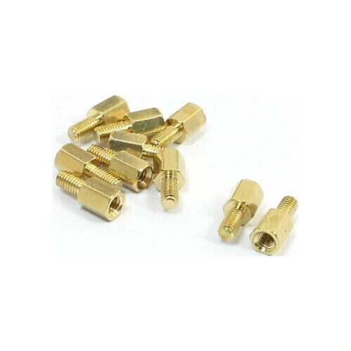 100pcs M3 x 6mm Male Thread PC Board Brass Hexagonal Hex Threaded Spacer M3X6+6MM