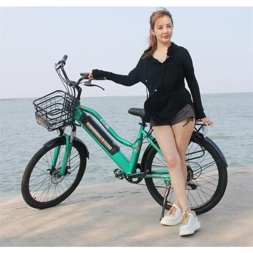 26 Inch Electric Bike MTB Lady 350W Motor 36V10AH Li-on Battery Frame Ebike Electric Mountain Bike Shimano7 Speed With Basket