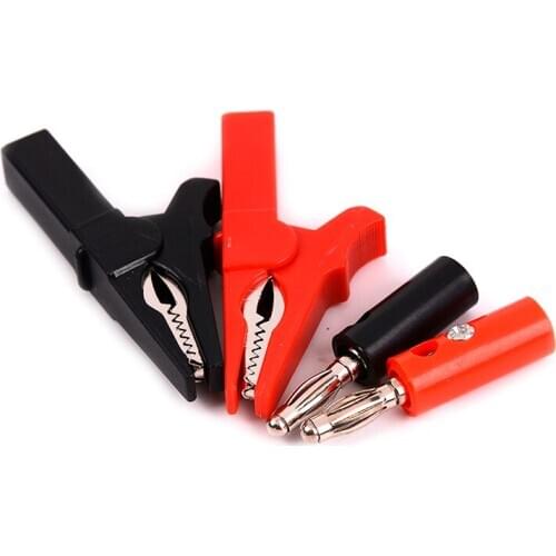 4pcs With 4mm Banana Plug Cable Clips 55mm Alligator Clip + Banana Plug Test Probe