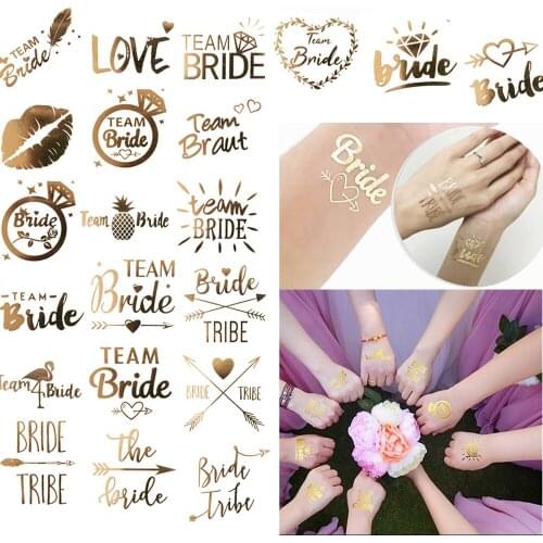 5pcs Bachelorette Party Team Bride Temporary Tattoo Stickers Bridal Shower Bride To Be Hen Party Sticker Wedding Decorations