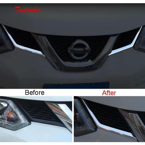 Tonlinker Racing grills logo beside Cover Stickers for Nissan X-Trail 2014-16 Car Styling 2 PCS Stainless steel Cover stickers