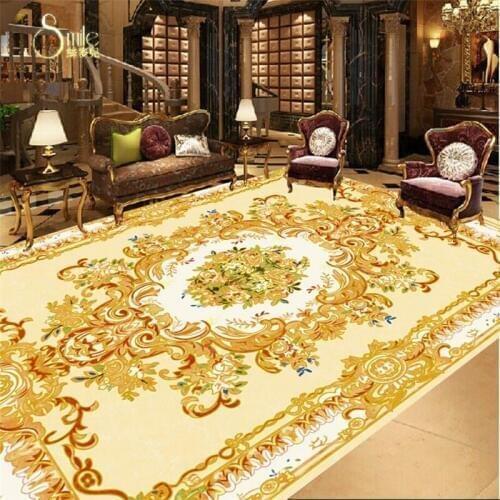 Beibehang Custom murals wall beige stone European style ceiling European pattern floor painting self-adhesive thick PVC floor