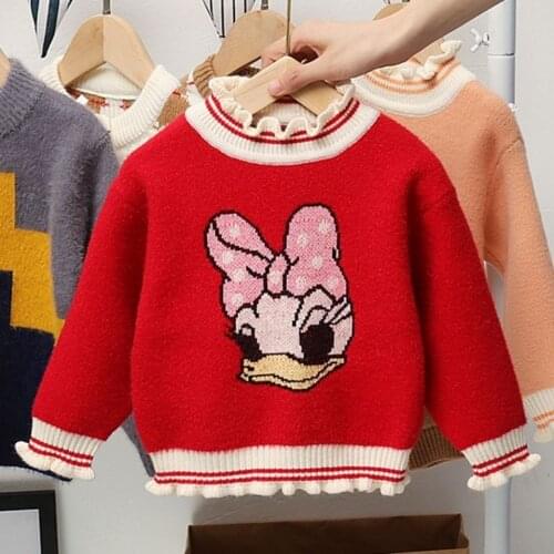 Childrens Disney girl plus velvet winter new cartoon sweater coat Donald Duck Daisy Jacket