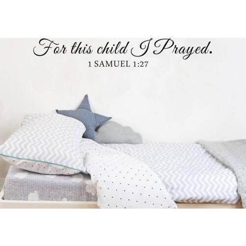 For This Child I Pray Samuel Quote Bible Wall Sticker Decal for Kids Rooms Baby Nursery Vinyl Wall Decals Home Decoration D434