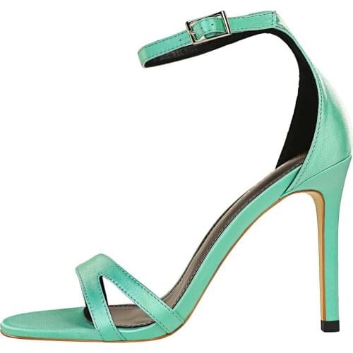 European and American fashion banquet summer fine heel super high heel open toe silk satin cut out one word sandals
