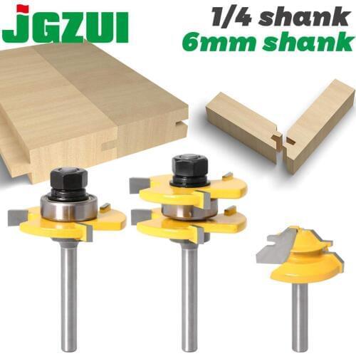 3 pc 6mm 1/4 Shank high quality Tongue & Groove Joint Assembly Router Bit 1Pc 45 Degree Lock Miter Route bit woodworking tools