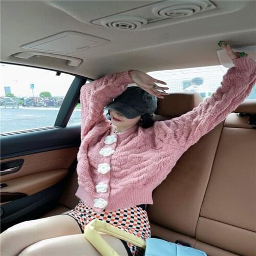 2021 autumn and winter new sweater niche loose ladies style cardigan contrast color coat jacket womens clothing