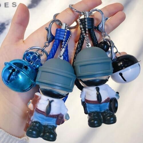 2019 Hot PUBG FPS Game Player Unknowns Battle Grounds 3D Keychain weapon eat chicken game tonight Mens car keychain