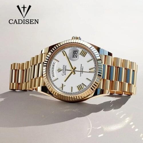 CADISEN Automatic Mechanical Watches Mens 2021 Top Luxury Brand Multifunction Waterproof Watches Business Stainless Steel Strap