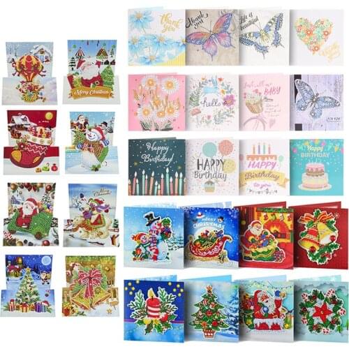 8/12pcs 5D DIY Diamond Painting kit Greeting Cards Christmas Birthday Postcards mosaic diamond Embroidery Greet Cards Gift