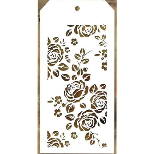 2021 New Label Tag Plastic Stencil For DIY Craft Making Rose Flower Pattern Background Scrapbooking Card No Metal Cutting Dies