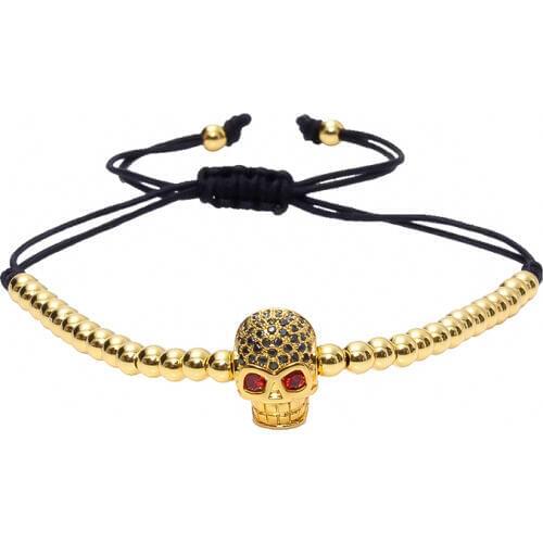 New Design High Quality Black CZ Zircon Skull Charm With 4mm Copper Beads Bracelet Men Women Charm Bracelets Men Jewelry