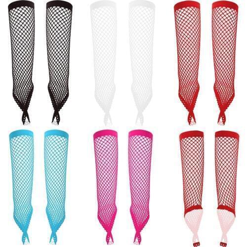 New Arrival Women 1 Pair Female Elbow Length Fingerless with Finger Loop See Through Long Fishnet Gloves for Party Night Club