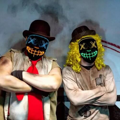Hot Led Mask Halloween Party Masque Masquerade Masks Neon Maske Light Glow In The Dark Mascara Horror Maska Glowing Masker