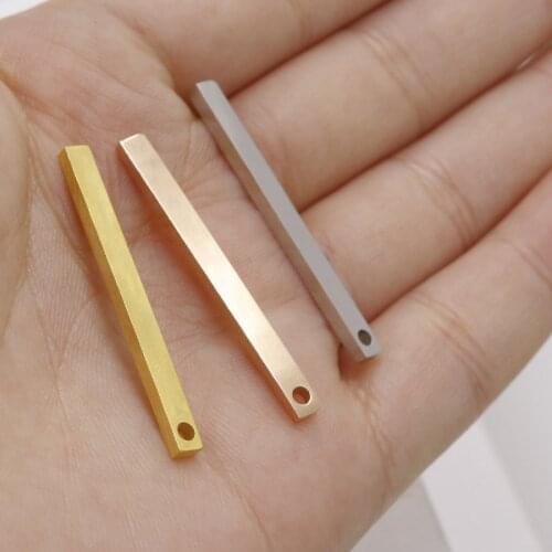 100% Stainless Steel Blank Bar Rectangle Pendant For Jewelry Making 2.5x3X35mm Mirror Polished Wholesale 10pcs