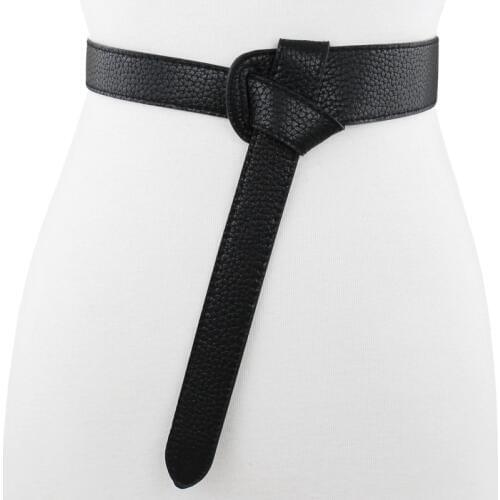 Belts for Women Edgy Embellished Dress Leather with Coat Skirt Knotted Strap Simple Fashion Black Red 120 Cm Waist Sealing