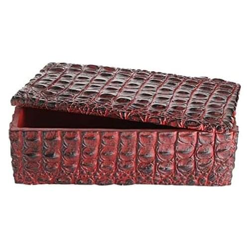 Sembol Leaf Rectangle Leather Pattern GREEN Cover Box