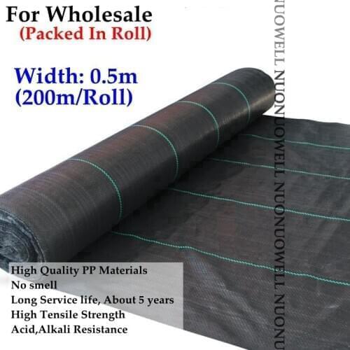 Width:0.5m 200m/Roll 90gsm UV Protection Black Weed Control Mat Greenhouse Planting Weeding Control Mat Plastic Mulch Film