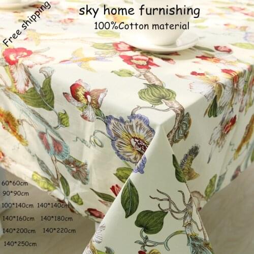 New cotton table cloth rectangular tablecloths with home wedding table Literary artisti 4 color Flowers and birds style