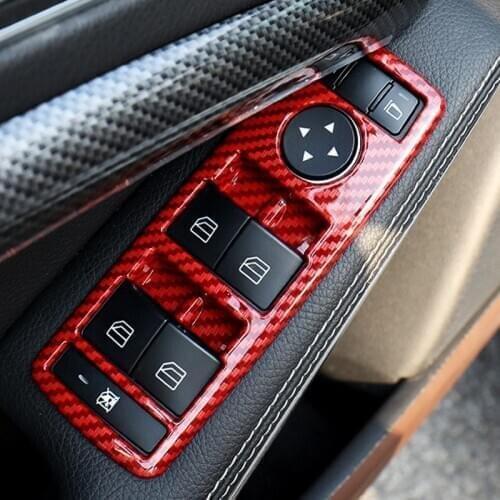 Carbon Fiber Style Car Window Glass Lifting Buttons Frame For Mercedes Benz A B C E G CLA CLS GLE GLS GLA GLK ML GL class ABS