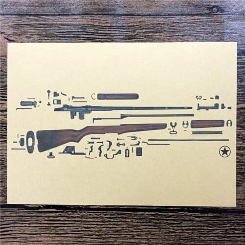 Top fashion XQ-143 home decor kraft paper "Pentagram sniper rifle" for kichen wall sticker poster bar cafe living room 42x30 cm